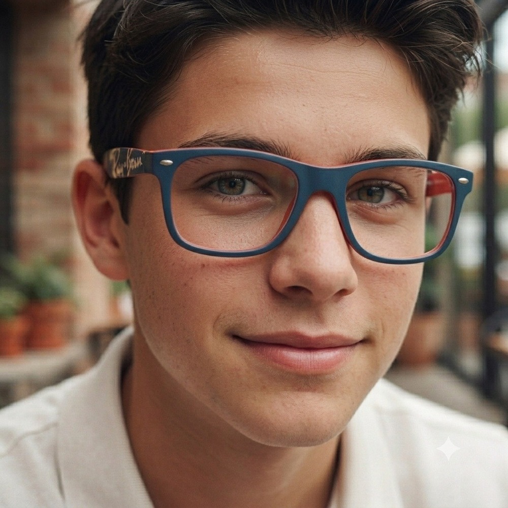 Ray-Ban Kids RB 1535 3601 Blue Orange Rectangular Eyeglasses Frames 46-16-125